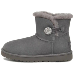 UGG MINI BAILEY BUTTON KRISTALLID L&otilde;hestatud Nahk Termiliselt Mugavad L&uuml;hikesed Lumesaapad Naiste S&uuml;sinikuhall 1138170-CHRC 36 gray