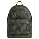 Coach West 32 Klassikaline Logo Camouflage Prindi T&otilde;mblukuga Sulgemine Kunstnahast Seljakott Suur Meeste seljakott S&uuml;gav-Kolmleht-Roheline CW311-QBSB3 Basic Set (Bag+Dust Bag)