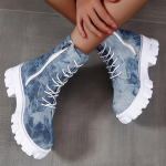 Mood 2024 Stiil Moodsad Kingad Hingavad Paksude Taldadega Retro Slip-on Combat Saapad Moodne Disain Vabaaja Saapad Sapatos Femininos 40 taevasinine v&auml;rv