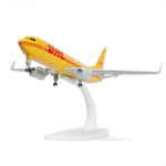 20cm DHL B737 Valatud Metallist Lennukimudel N&auml;idusalusega Lennundushuvilisele Kingitus v&otilde;i N&auml;itusekaunistus punane/kollane