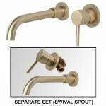 Peidetud Valamu Kraan Seinale Paigaldatav Kuum ja K&uuml;lm Segisti Tahke Messing 360&deg; P&ouml;&ouml;ratav Tila Vannitoa Veekraan Separate Swivel BG white