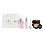 DIOR Parf&uuml;&uuml;m Lummaline Huulel&auml;ige + Meigi Fikseeriv Cushion + Flower Sweetheart Meik ja Komplekt Kingikarp Kingikoti Versioon Kreemjas Nahapeitevesi roosa