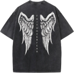 Vintage Pesud Ingli Tiivad T-s&auml;rk T&auml;ht Inspireeriv Graafiline Tee YK Streetwear &Uuml;mmargune Kaelus Vabaaja L&uuml;hikeste Varrukatega Meestele Naistele L gray