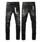 BeatStreet New Jeans Meeste V&auml;rvitud Augud Trendikad Ameerika High Street Trend Madala V&ouml;&ouml;koht Venivad Skinny Volditud Rebitud Teksap&uuml;ksid 38 black
