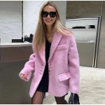 Reversiga mantel Naiste elegantne pikkade varrukatega n&ouml;&ouml;biga kontoridaamide karvane &uuml;likonnajakk Talvine mood Pullover Vaba jakk S