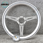 JDM Universaalne 14-tolline Valge Rooliratas Klassikaline Rallisport Rooliratas Autotarvikud Chrome spoke