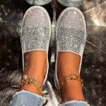 2025 Uued Luksuslikud Naiste Korterid Rhinestone Bling &Otilde;mblusplatvormiga Mokassiinid Slip-on Madala Suuga Moodsad Vabaajas Jalan&otilde;ud Naiste Jalatsid 35 h&otilde;be