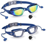 Aegend Ujumisprillid 2-pakk Ei leki Anti-Fog UV-kaitse Peegeldatud T&auml;iskasvanud Mehed Naised Lai vaatev&auml;li V&auml;litingimustes blue