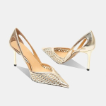 Moodsad &otilde;&otilde;nsad kootud kitsa kontsaga sandaalid Naiste kingad Suvi T&auml;iustatud metallist terava kontsaga k&otilde;rged kontsad Naiste pumbad Stiletto 8,5 cm 40 beige