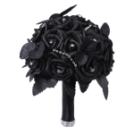 Yannew Must veinipunane gooti pruudikimbud pruudile pruutneitsitele kunstlilled siidist vahtroosid pulmakimp Halloweeni black