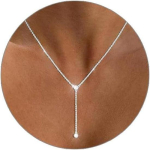 Airmb Lariat H&otilde;be/Kuldne Kaelakee Naistele 925 H&otilde;be/14K Kullatud Delikaatne Pikk Kaelakee Y-kujuline Ripatsiga Kaelakeed Choker Trendikas Kett Silver - CZ brown