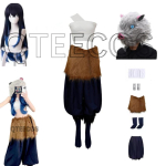 Naiste Halloweeni kost&uuml;&uuml;mid Anime Deemon Hashibira Inosuke Cosplay Seakujuline mask Sidemega p&uuml;ksid Kimetsu no Yaiba Parukas &Uuml;likond L gray