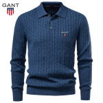 Gant 2026 S&uuml;gis/Talv Tikitud Villane Pikkade Varrukatega POLO Pehme ja Soe Kampsun &Auml;ri ja Vabaaja Meeste Polo Kampsun XL black