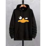 Cartoon Duck Print meeste kapuuts, graafiline kapuuts k&auml;ngurutaskuga, mugav avar ja trendikas n&ouml;&ouml;riga kapuutsiga pullover L gray