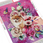 Teemantmaaling Ristpistes koer DIY Teemantmosaiik Lill Teemanttikandid Vaigupuur 20X30