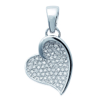 Les Tr&eacute;sors De Lily [B9827] - Pendentif Argent 'Love Diamonds' Blanc argent&eacute; (rhodi&eacute;) - 19x21 mm valge