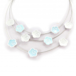 NOA [K0163] - Collier Cr&eacute;ateur 'Flora' blanc bleu ciel valge