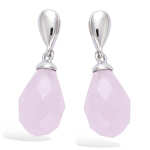 Les Tr&eacute;sors De Lily [N6886] - Boucles Argent 'Linda' rose argent&eacute; (rhodi&eacute;) - 20x7 mm Heleroosa