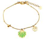 Les Tr&eacute;sors De Lily [Q2563] - Bracelet cr&eacute;ateur Acier 'Coquille Saint Jacques' vert clair dor&eacute; - 13x12 mm roheline