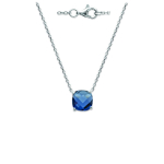 Les Tr&eacute;sors De Lily [Q3596] - Collier argent 'Sissi' bleu saphir argent&eacute; (rhodi&eacute;) - 8 mm sinine