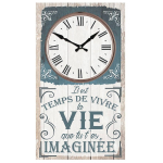 Les Tr&eacute;sors De Lily [Q8271] - Horloge Murale 'Messages' bleu gris (Il est temps de vivre la Vie que tu t'es imagin&eacute;e) - 49x28 cm valge