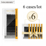 Mix Ripsmepikendus NAGARAKU 6 &uuml;mbrist Lot Mix 7-15 mm individuaalsed ripsmed 16 rida &uuml;lipehme loomulik 0.05B x 6 cases must