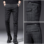 S&uuml;gis- ja talvised meeste vabaaja p&uuml;ksid Slim Fit Stretch Feet Meeste korea stiilis p&uuml;ksid ruuduline plusssuuruses vabaaja pikad p&uuml;ksid 31