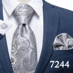 H&otilde;behall 8,5 cm kaelasideme komplekt meestele T&auml;istriibuline siidist lips Hanky ​​mansetin&ouml;&ouml;bid Pulma&auml;ri lips N-7244