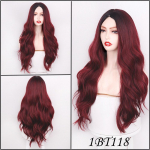 MERISIHAIR Ombre Pruun Heleblond T&auml;histaevahall Veinpunane Plaatina Pikad Lainelised Keskosa Juuksed Parukas Cosplay Iga p&auml;ev