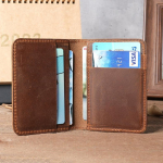 Vintage k&auml;sitsi valmistatud meeste kaardihoidja krediitkaardi ja juhiloa jaoks Desinger Bifold kaardi rahakoti litsents 7,5x10,5 cm