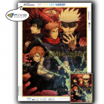 5D DIY Teemanttikandid Anime Jujutsu Kaisen Pilt kivist teemantmaali paberist Vintage plakat Teemantmosaiik n&auml;put&ouml;&ouml; Kodukaunistus Full Round 20X30CM