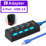 USB-jaotur 3.0 5Gbps kiire 4/7-pordiline jaotur koos sisse-/v&auml;ljal&uuml;litiga mitme toiteadapteri kiire jaotur personaalarvuti s&uuml;learvuti jaoks USB3.0 4Port with EU