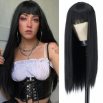 MISSQUEEN pikk sirge must parukas tukkidega S&uuml;nteetilised juuksed Parukad Pauk parukaga naistele Veinpunane kuld kuumakindlad parukad