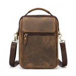 Crazy Horse Nahast meeste vabaaja reisi &otilde;lakott Mood Cross-body kott 8  Pad Tote Mochila Satchel kott pruun