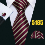 Barry.Wangi moodne triibuline lips meestele Klassikaline kootud siidist lips Hanky ​​mansetin&ouml;&ouml;bid pidulik vabaaja N-5185