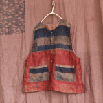 Johnature Naiste Vintage Patchwork V&auml;rvilised vestid Linased n&ouml;&ouml;pmantlid Varrukateta Kevadtaskud Naiste Vestid Mantlid One Size punane