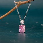 Bella Box geomeetriline ruudukujuline roosa tsirkoon kaelakee naistele romantiline kihlus ripats kaelakee hea kvaliteediga moe ehted kingitus 45cm roosa