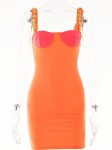 Elegantne bodycon seksikas Naiste kleit naistele 2022 suvine k&otilde;hn minikorsettkleidid naiste r&uuml;&uuml; femme daamid vestidos mujer S oranž