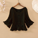 Daami kevadsuvi 2022 mood, uus lahtised viiepunktilised varrukad l&uuml;hikese &uuml;mara kaelaga, &uuml;hev&auml;rviline ruuduline vabaaja naiste &otilde;&otilde;nes pitsiline topp XXL must