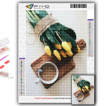 T&auml;ielik 5D teemantmaal tulbid ja kohv 5D teemantmaal Full Round 20X30CM