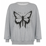Butterfly Print Pehme O-kaelusega pullover S&uuml;gisene naiste r&otilde;ivad Harajuku vaba vabaaja pikkade varrukatega s&auml;rk Oversize topid S hall