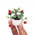 Kunstlik 1/12 nukumaja lilleline miniatuurne peen roheline taimne kaunistus valge