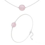 Les Tr&eacute;sors De Lily [R5983] - K&auml;sit&ouml;&ouml;h&otilde;beda komplekt  Mineralia  h&otilde;bedane roosa kvarts - 10 ja 8 mm (kaelakee & k&auml;ev&otilde;ru) Heleroosa