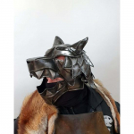 Keskaegne mustaks muudetud 18 Gauge Steel Larp suur hundikiiver Halloween must