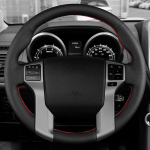 Must ehtsast nahast punutud auto roolikate Toyota Land Cruiser Prado 2010-2017 Tundra Tacoma 4Runner jaoks Black Thread