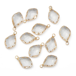 1 tk erineva kujuga Kuldse servaga l&auml;bipaistvad klaasist ripatsid ehete valmistamiseks DIY k&auml;ev&otilde;ru kaelakee k&otilde;rvar&otilde;ngas 19*12mm 1pcs