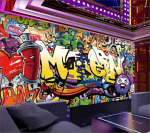 Graffiti tapeet Kirjad Graffiti 3D seinamaaling riba KTV taustsein elutoa magamistoa tapeet 200 cm(W) x 140 cm(H)