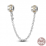 H&otilde;bedane Kinnitus P&auml;ris 925 H&otilde;bedane CZ Tsirkoon Pave Mustriga Klamber Daisy Beads Stopper Fit Moe stiil K&auml;ev&otilde;ru Charms Ehted