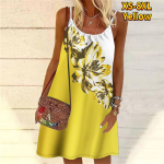 Naiste lill, ilus roos, lilledega tr&uuml;kitud minikleit varrukateta peokleit suvine rannakleit p&auml;ikesekleit XS roheline