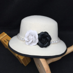 Kvaliteetne valge kameelia fedora Pearl Band 100% villane viltk&uuml;bar Floppy Ladies Wedding Church M&uuml;ts Sealiha Pie Trilby m&uuml;ts 56-58cm